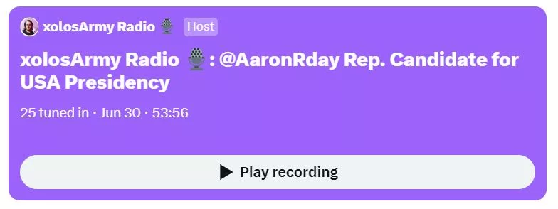 xolosArmy Radio | AaronRday Rep. Candidate for USA Presidency